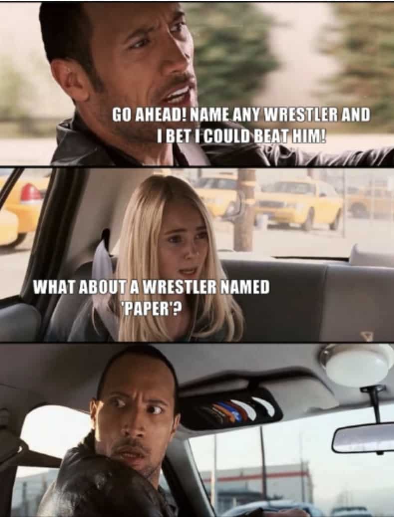 rock reacts paper Meme